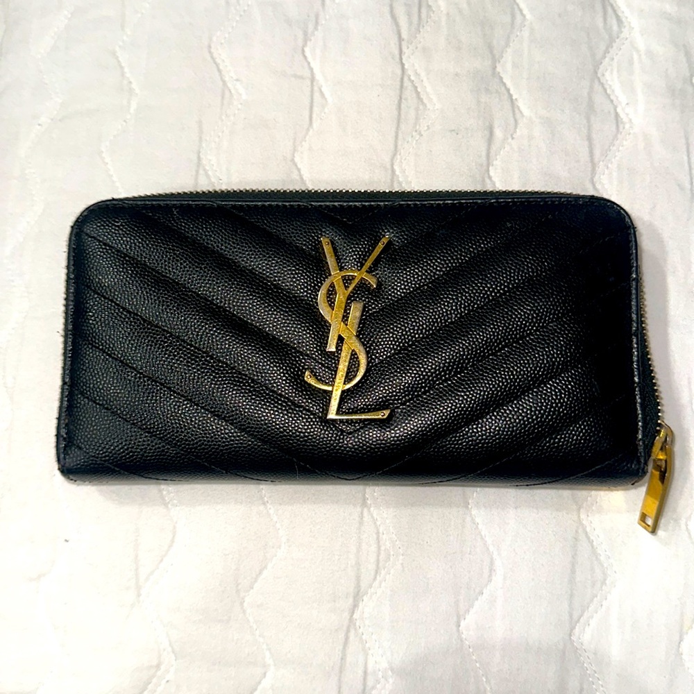 Saint Laurent caviar leather wallet